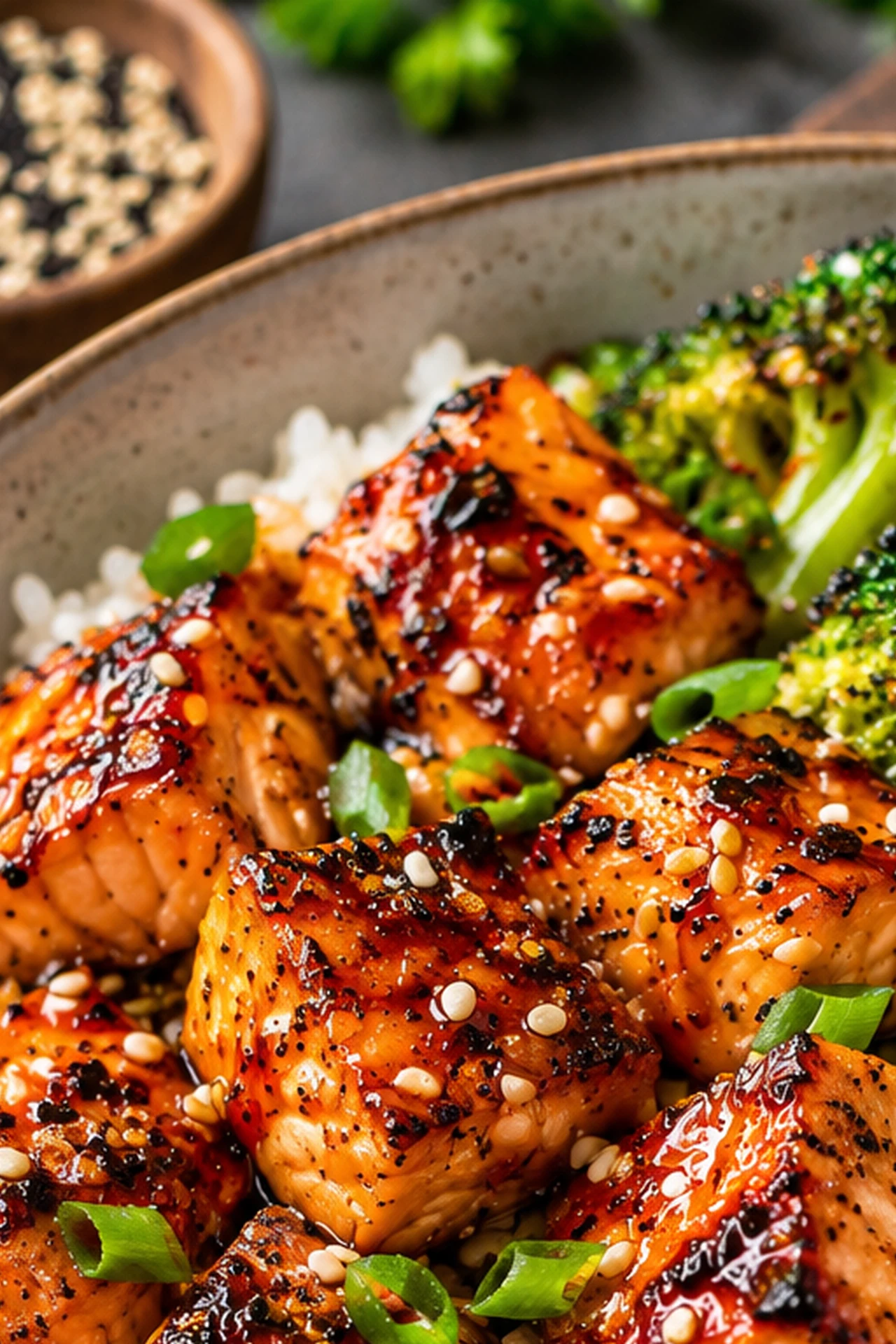Crispy Orange Salmon Bowls